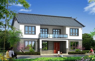 中式二层小户型双拼自建房屋设计图，美观精致，非常适合建在江南一代