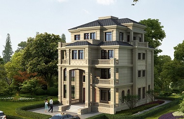 欧式高端自建复式别墅施工图，四层古典建筑设计